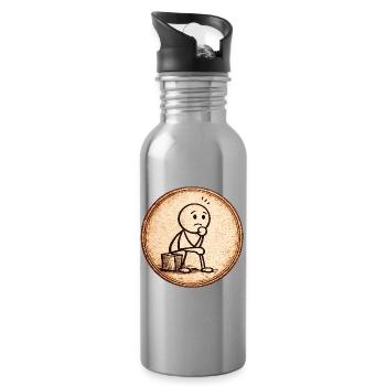 Sepia Thinker Sketch - Water bottle with straw - silver - Right