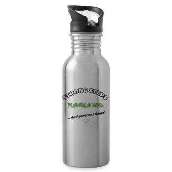 Starke Schritte, flexibler Geist – großzügiges Herz - Trinkflasche mit integriertem Trinkhalm - Lightsilver - Rechts