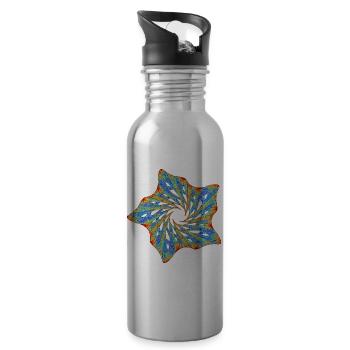 Orbitalblüte – Strange Attractor - Trinkflasche mit integriertem Trinkhalm - Lightsilver - Rechts
