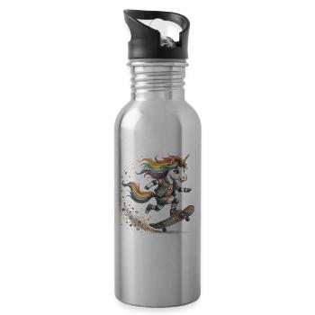 Skater Einhorn Skate & Shine - Trinkflasche mit integriertem Trinkhalm - Lightsilver - Rechts