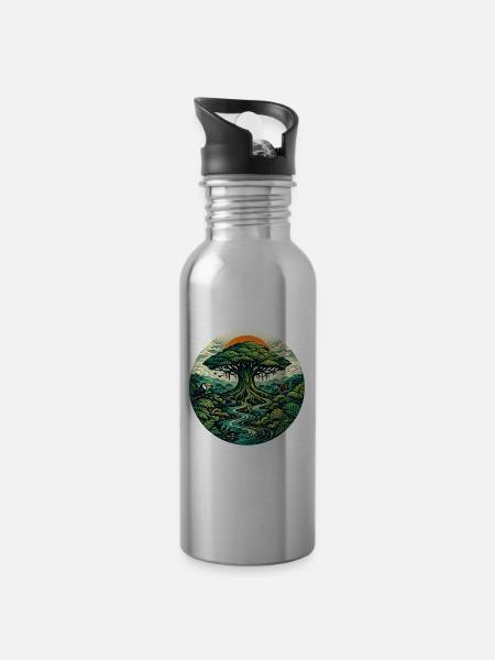 Rêve d’Amazonie - Gourde avec paille intégrée - argent clair