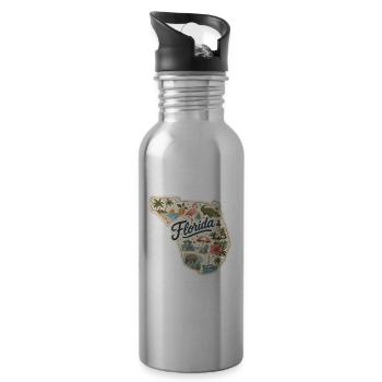 Florida Sunshine State Vintage Strandaufkleber - Trinkflasche mit integriertem Trinkhalm - Lightsilver - Rechts