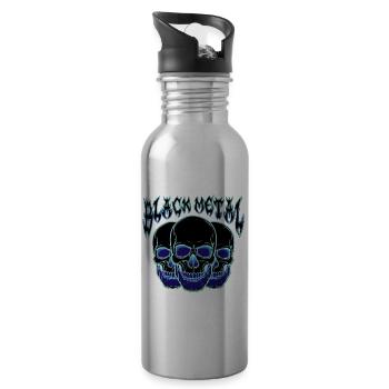 Neon Schädel Trio Blau - Trinkflasche mit integriertem Trinkhalm - Lightsilver - Rechts
