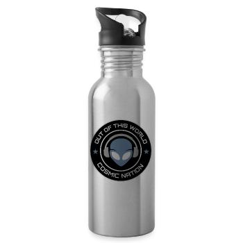 Außerirdischer UFO-DJ Alien - Trinkflasche mit integriertem Trinkhalm - Lightsilver - Rechts