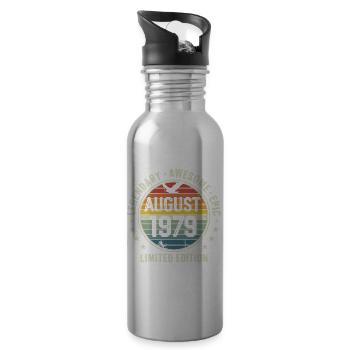 Legendäres Retro-Vintage-Jubiläum im August 1979 - Trinkflasche mit integriertem Trinkhalm - Lightsilver - Rechts