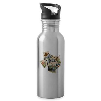 Texas Lone Star State Vintage-Reiseaufkleber - Trinkflasche mit integriertem Trinkhalm - Lightsilver - Rechts