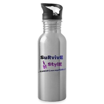 Überleben Sie im Stil | Glamour ist nicht verhandelbar - Trinkflasche mit integriertem Trinkhalm - Lightsilver - Rechts