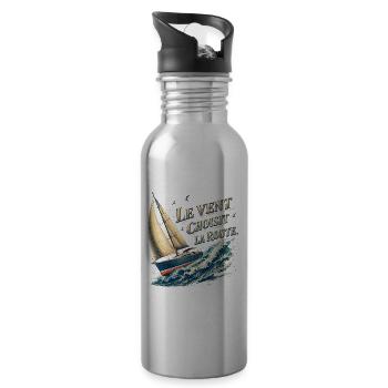 Vent et Voile: Route maritime - Gourde avec paille intégrée - argent clair - Droite