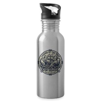 Vintage Kraken Sea Monster Emblem Maritime Ship - Trinkflasche mit integriertem Trinkhalm - Lightsilver - Rechts
