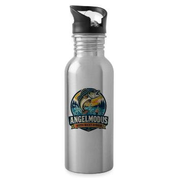 Angelmodus – Bitte nicht stören Angler - Trinkflasche mit integriertem Trinkhalm - Lightsilver - Rechts