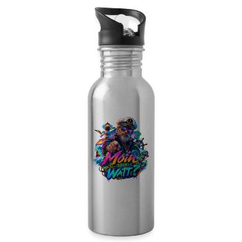 Neon Nautik Captain Moin Oder Watt - Trinkflasche mit integriertem Trinkhalm - Lightsilver - Rechts