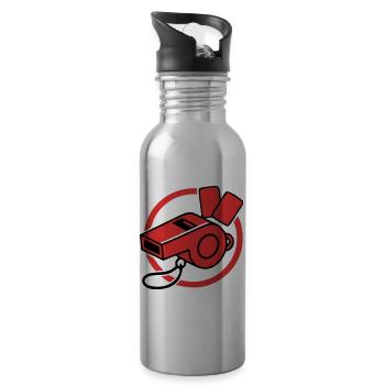 Schiedsrichter Pfeife Icon - Trinkflasche mit integriertem Trinkhalm - Lightsilver - Rechts