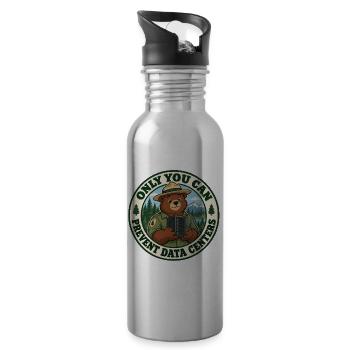 Wald statt Server - Trinkflasche mit integriertem Trinkhalm - Lightsilver - Rechts