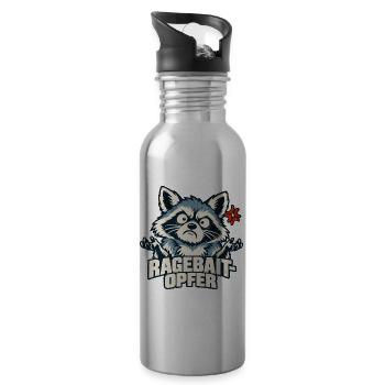Ragebait Opfer Waschbär Jugendwort 2026 lustig - Trinkflasche mit integriertem Trinkhalm - Lightsilver - Rechts