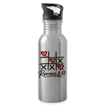 Tic-Tac-Toe-  Römer 8,37 Christliches Design - Trinkflasche mit integriertem Trinkhalm - Lightsilver - Rechts