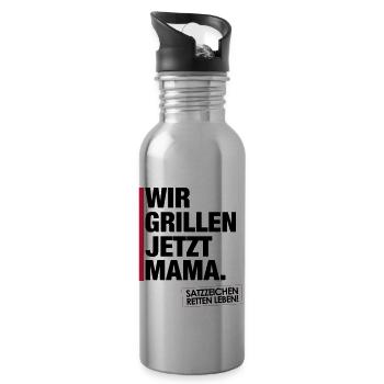 Grillen jetzt Mama. - Trinkflasche mit integriertem Trinkhalm - Lightsilver - Rechts