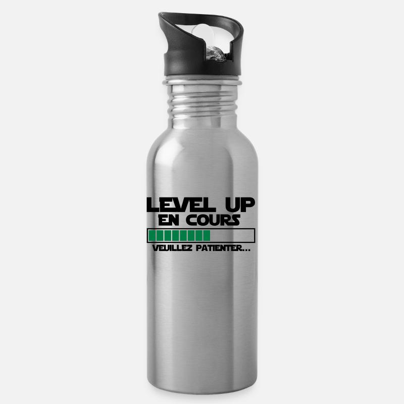 level up en cours veuillez patienter - Gourde avec paille intégrée - argent clair