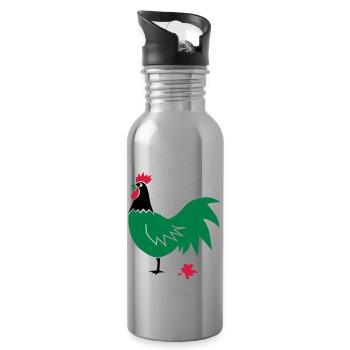 huhn verrückt crazy chick ente gans vogel kack - Trinkflasche mit integriertem Trinkhalm - Lightsilver - Rechts