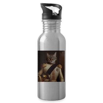 Cat Soldier - Trinkflasche mit integriertem Trinkhalm - Lightsilver - Rechts