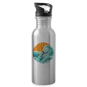 Surfer jaune / orange - Gourde avec paille intégrée - argent clair - Droite