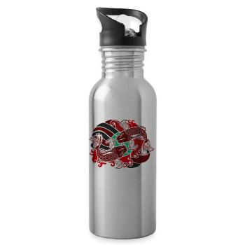 Japanischer Koi - Trinkflasche mit integriertem Trinkhalm - Lightsilver - Rechts