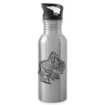 Keltisches Pferd Knoten Epona Tattoo Geschenk Thor - Trinkflasche mit integriertem Trinkhalm - Lightsilver - Rechts