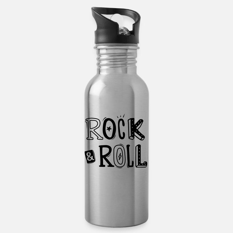 rock - Gourde avec paille intégrée - argent clair