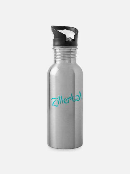 Zillertal - Trinkflasche mit integriertem Trinkhalm - Lightsilver