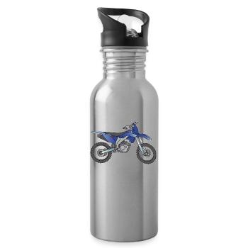 Blaue Motorcross Maschine - Trinkflasche mit integriertem Trinkhalm - Lightsilver - Rechts