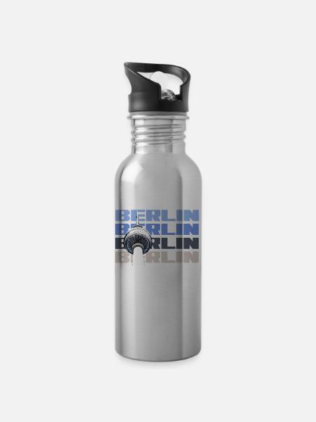 Berlin Hauptstadt Bundesland Fernsehturm - Trinkflasche mit integriertem Trinkhalm -