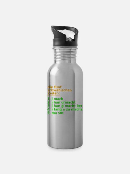 Die fünf schwäbischen Zeiten - Trinkflasche mit integriertem Trinkhalm - Lightsilver