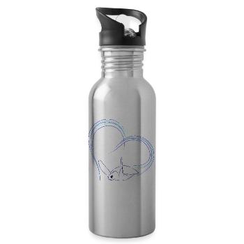 Leuchtende Meeresschildkröte Herzlinie - Trinkflasche mit integriertem Trinkhalm - Lightsilver - Rechts