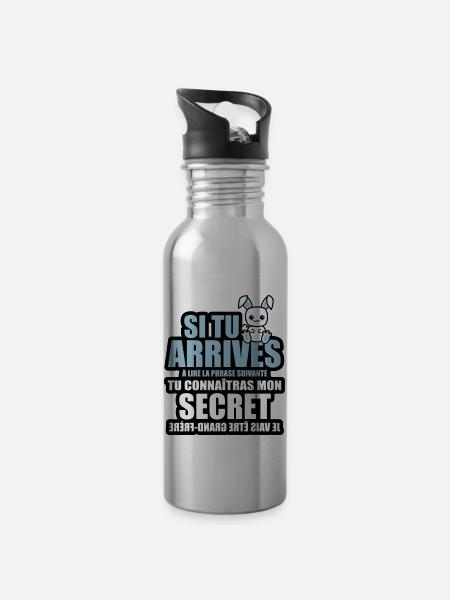tu connaîtras mon secret je vais être grand-frère - Gourde avec paille intégrée - argent clair