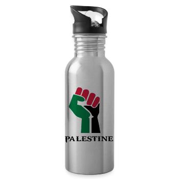 palästinensischen Symbolflagge Palästina - Trinkflasche mit integriertem Trinkhalm - Lightsilver - Rechts
