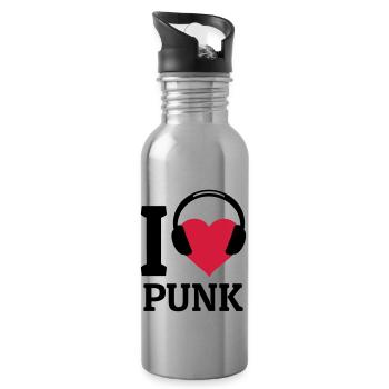 I love Punk - Water bottle with straw - silver - Right