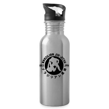 BJJ Brazilian Jiu-Jitsu - Water bottle with straw - silver - Right