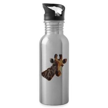 Giraffenporträt mit natürlichen details - Trinkflasche mit integriertem Trinkhalm - Lightsilver - Rechts