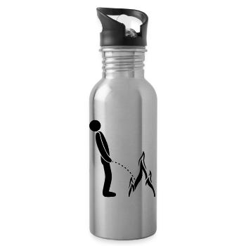 hot fire extinguish flames fire department logo in the ste - Water bottle with straw - silver - Right