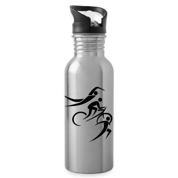 Schwimmen Radfahren Laufen Symbols Sport - Trinkflasche mit integriertem Trinkhalm - Lightsilver - Rechts