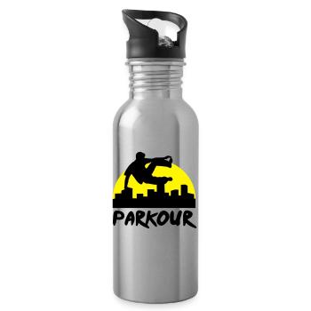 Free running in the city, parkour - Trinkflasche mit integriertem Trinkhalm - Lightsilver - Rechts