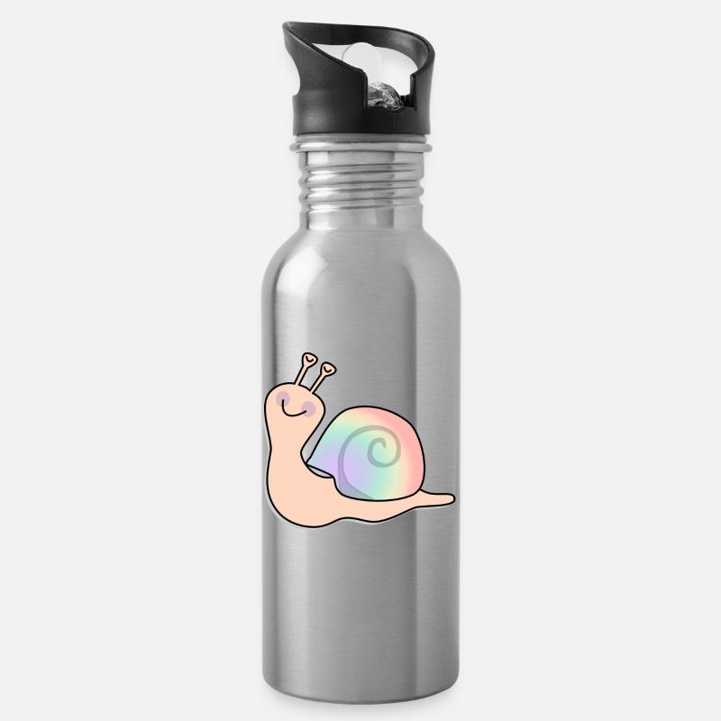 Rainbow snail - Water bottle with straw - silver