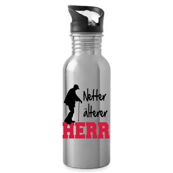Netter Alter Mann - Trinkflasche mit integriertem Trinkhalm - Lightsilver - Rechts