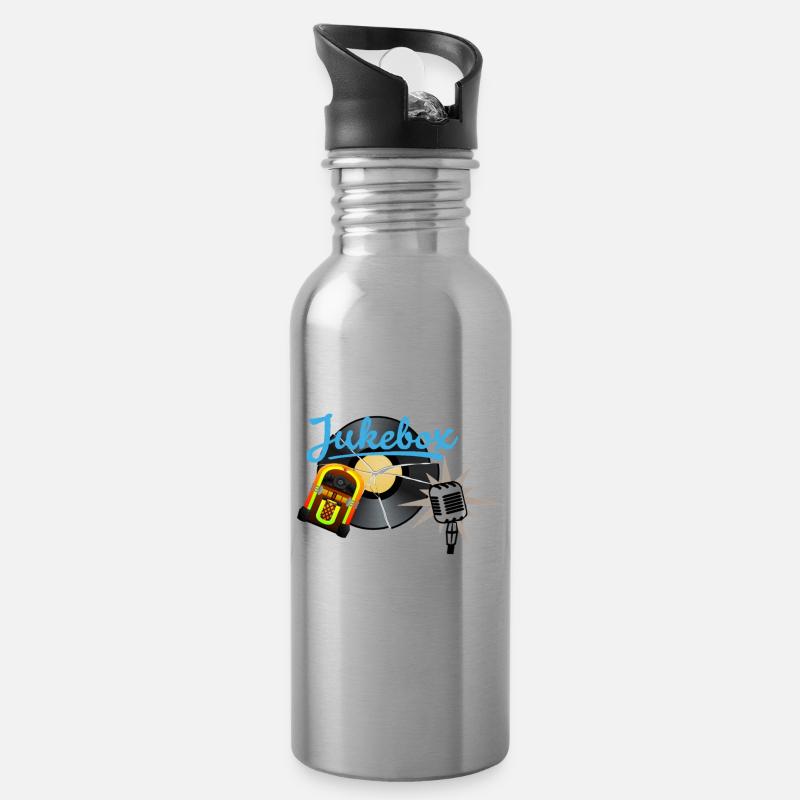 Vintage - Water bottle with straw - silver