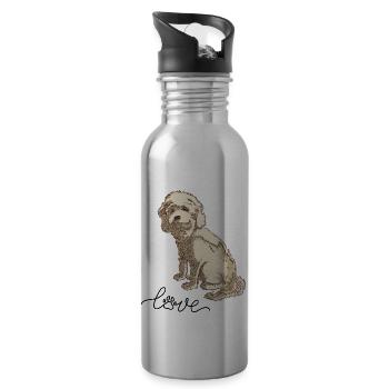 Cockapoo Cockerspaniel Pudel Zwergpudel Hundeliebe - Trinkflasche mit integriertem Trinkhalm - Lightsilver - Rechts