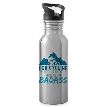Fahrradfahren ohne Akku knallhart - Trinkflasche mit integriertem Trinkhalm - Lightsilver - Rechts