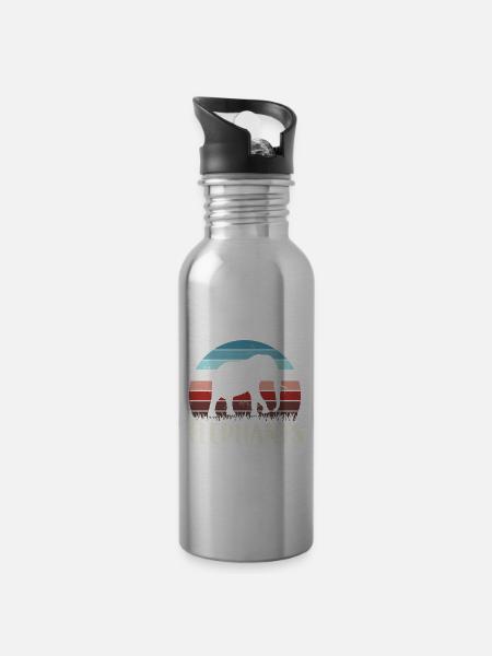 Elefant Elefanten - Trinkflasche mit integriertem Trinkhalm - Lightsilver