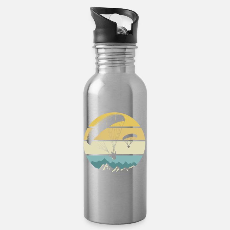 Gleitschirm Geschenk Mann Frau Sport Gleitschirm - Trinkflasche mit integriertem Trinkhalm - Lightsilver