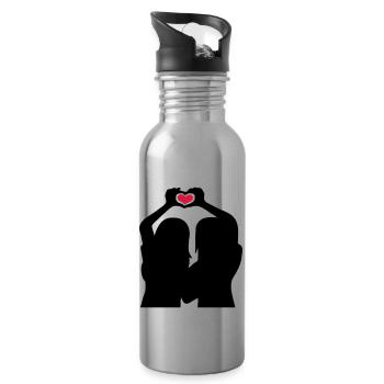 Handherz Silhouette Girlfriends - Water bottle with straw - silver - Right