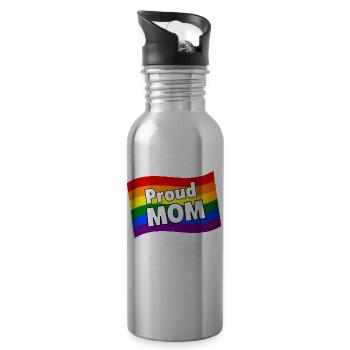 PFLAG Fière maman d’un fils gay fille lesbienne LGBTQ - Gourde avec paille intégrée - argent clair - Droite
