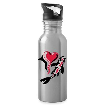 I Love Koi Fish - Water bottle with straw - silver - Right